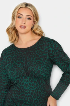 YOURS PETITE Curve Green Animal Print Long Sleeve Top -Luna Looks Zone d31b871d 71f2 4e 1744715 D