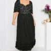 LUXE Curve Black Sequin Sweetheart Ruffle Maxi Dress