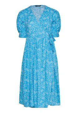 LIMITED COLLECTION Curve Blue Ditsy Wrap Dress -Luna Looks Zone d352581f 0149 41 214398 Z