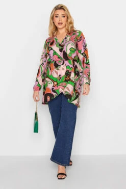 LIMITED COLLECTION Curve Pink Abstract Print Wrap Top
