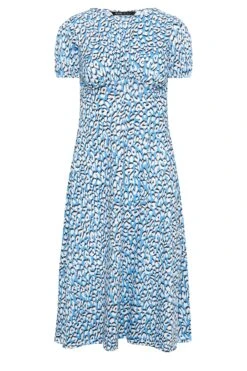 YOURS PETITE Curve Blue & White Animal Print Midi Dress -Luna Looks Zone d418b522 ea67 4a 174597 X
