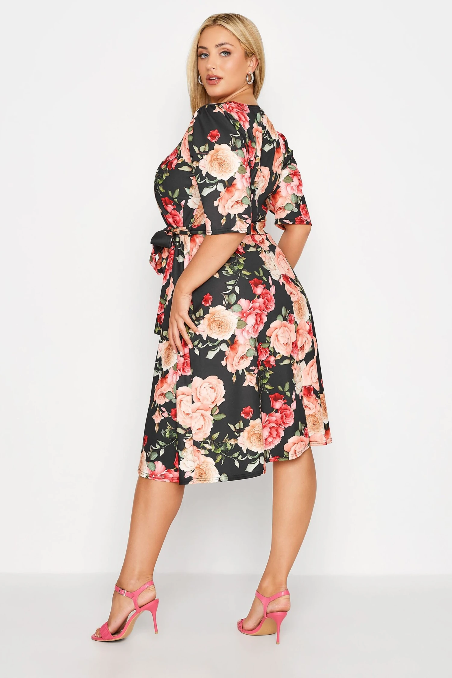 YOURS LONDON Curve Black Floral Print Square Neck Dress 2 YOURS LONDON Curve Black Floral Print Square Neck Dress - Image 2