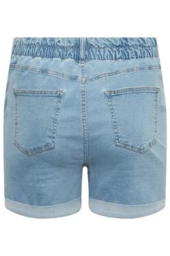 YOURS Curve Light Blue Elasticated Waist Denim Shorts -Luna Looks Zone d5a9fd1d 1bc3 4e 144721 Y