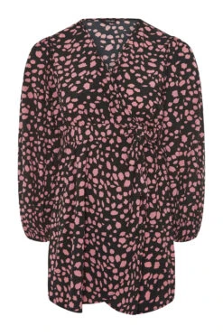 YOURS Curve Black Dalmatian Print Wrap Top -Luna Looks Zone d68f67e1 16b1 43 131422 F
