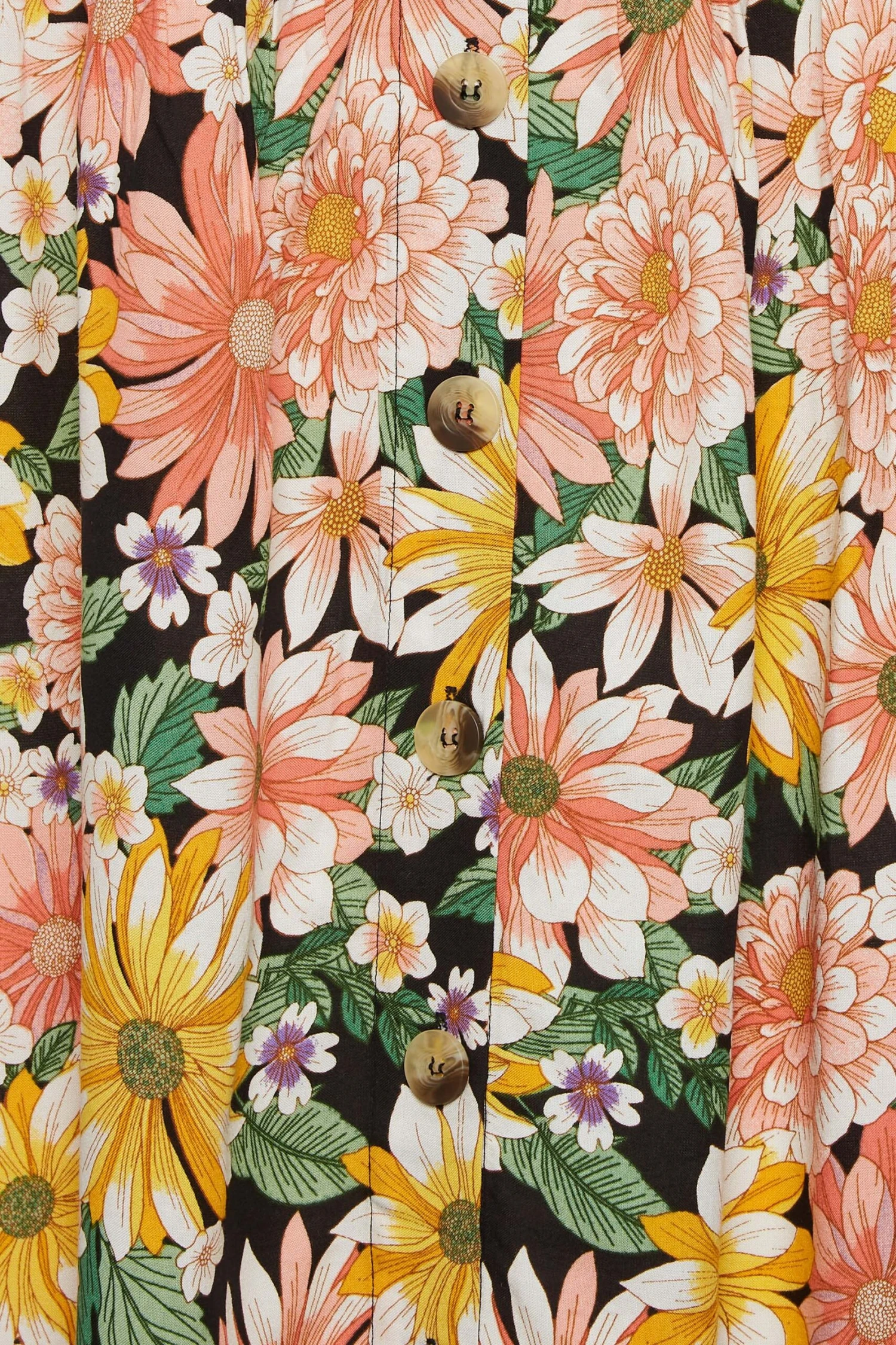 YOURS Curve Black Floral Button Strappy Sundress 4 YOURS Curve Black Floral Button Strappy Sundress - Image 4