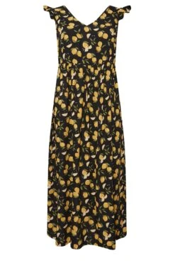 LIMITED COLLECTION Curve Black Lemons Print Frill Maxi Dress -Luna Looks Zone d6c05231 d37c 4b 215682 X