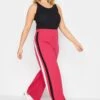 YOURS PETITE Curve Pink Side Stripe Wide Leg Trousers