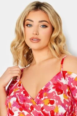 YOURS Curve Pink Floral Cold Shoulder Midaxi Dress -Luna Looks Zone d7f0845d 3a8c 48 137287 D