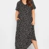 LIMITED COLLECTION Curve Black Daisy Pleat Front Maxi Dress