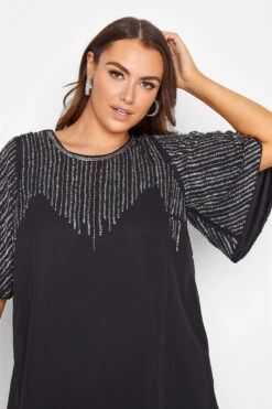 LUXE Curve Black Hand Embellished Sweetheart Blouse -Luna Looks Zone d84cb878 ed72 4e 157940 D