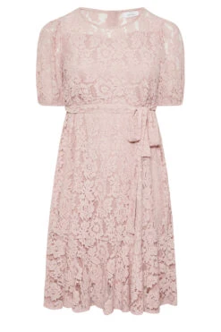 YOURS LONDON Curve Light Pink Floral Lace Skater Dress -Luna Looks Zone d8c6f0b3 3b2f 45 161996 X