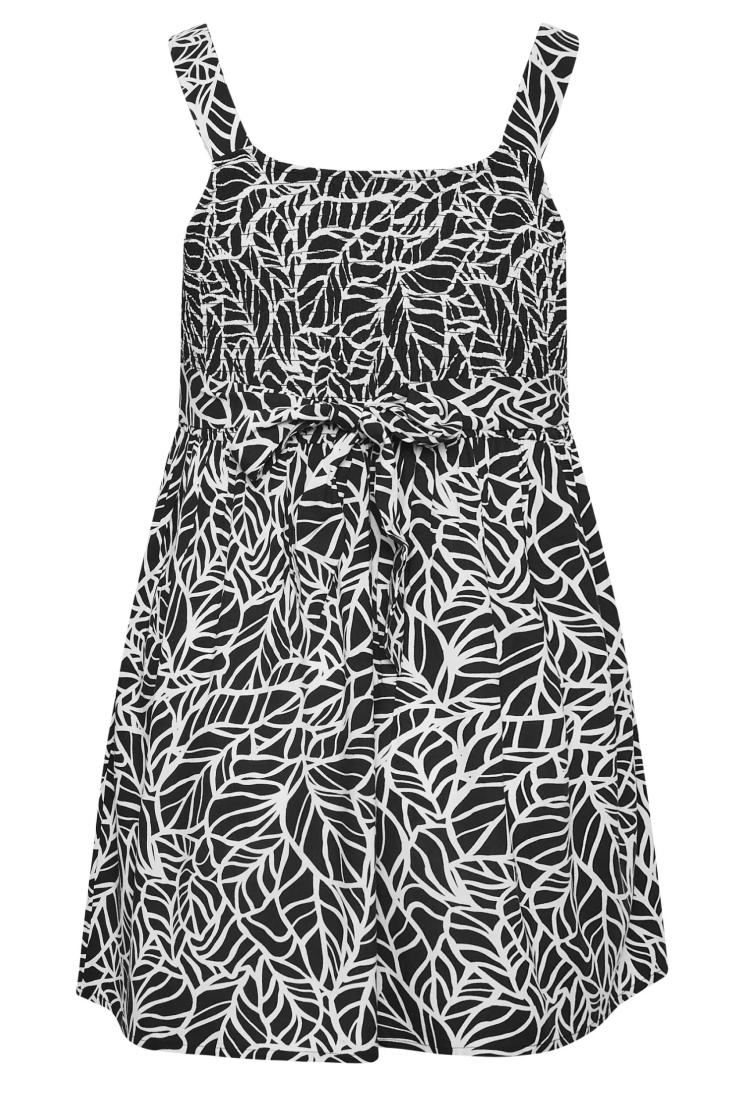 YOURS Curve Black Leaf Print Bow Back Vest Top 6 YOURS Curve Black Leaf Print Bow Back Vest Top - Image 6