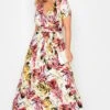 YOURS Curve White Leaf Print Front Tie Maxi Dress