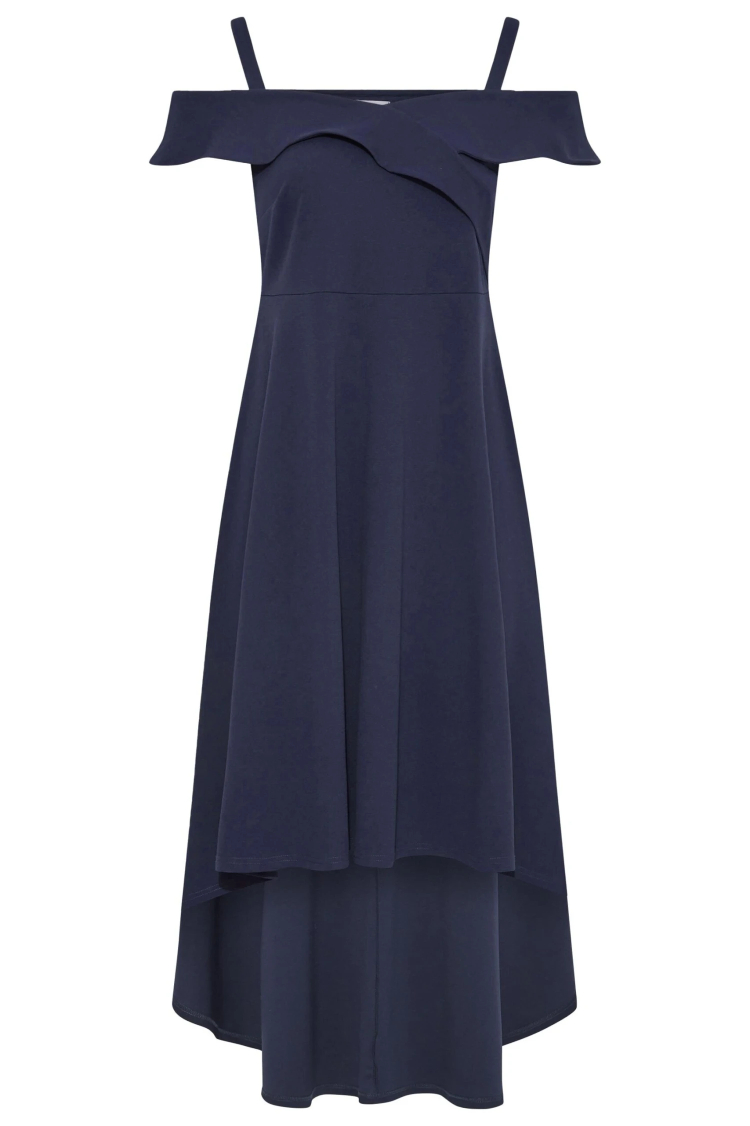 YOURS LONDON Curve Navy Blue Bardot High Low Midi Dress 5 YOURS LONDON Curve Navy Blue Bardot High Low Midi Dress - Image 5