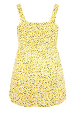 YOURS Curve Yellow Floral Shirred Smock Vest Top 11 YOURS Curve Yellow Floral Shirred Smock Vest Top -Luna Looks Zone da8ff92e 68b5 4f 131327 BK