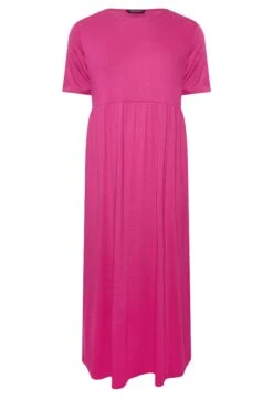 LIMITED COLLECTION Curve Hot Pink Pocket Maxi Dress -Luna Looks Zone db40d2c9 7915 42 215719 X