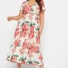 YOURS Curve White Floral Print Wrap Dress