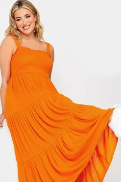 YOURS Curve Orange Shirred Strappy Sundress -Luna Looks Zone dc4d9c78 2e96 46 137431 D