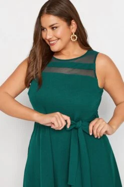 YOURS LONDON Curve Green Mesh Panel Skater Dress 8 YOURS LONDON Curve Green Mesh Panel Skater Dress -Luna Looks Zone dc96755a cd10 44 161626 D