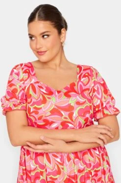 LIMITED COLLECTION Curve Red Abstract Print Smock Dress -Luna Looks Zone dd1f20a7 bfb9 47 215538 D