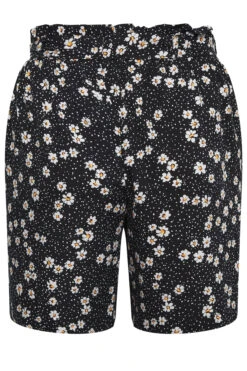 YOURS Curve Black Daisy Print Paperbag Waist Shorts -Luna Looks Zone dd3a3a2a 9e63 49 144800 Y