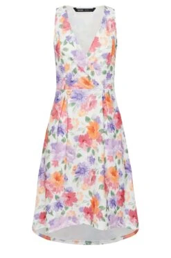YOURS PETITE Curve White Floral Dipped Hem Midi Dress -Luna Looks Zone dd5b6f1b da12 47 174554 X