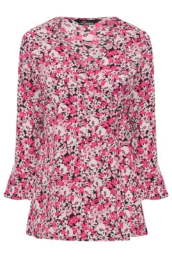 LIMITED COLLECTION Curve Pink Floral Print Wrap Top 10 LIMITED COLLECTION Curve Pink Floral Print Wrap Top -Luna Looks Zone dd7876e7 e8f8 48 214900 X
