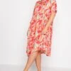 LIMITED COLLECTION Curve Bright Pink Abstract Print Midaxi Smock Dress