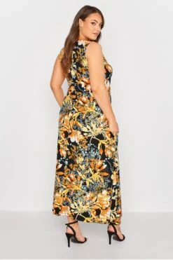 YOURS Curve Black & Orange Floral Maxi Dress -Luna Looks Zone dda8067c ffd3 4f 300810 C