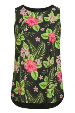 YOURS Curve Black Tropical Print Vest Top -Luna Looks Zone ddc763df 1d17 40 300727 X