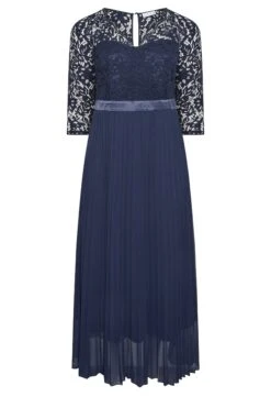 YOURS LONDON Curve Navy Blue Lace Pleated Maxi Dress -Luna Looks Zone ddd64e40 86aa 47 161900 X