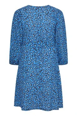 YOURS LONDON Curve Blue Leopard Print Wrap Dress -Luna Looks Zone dde696f3 1b4c 47 161731 Y