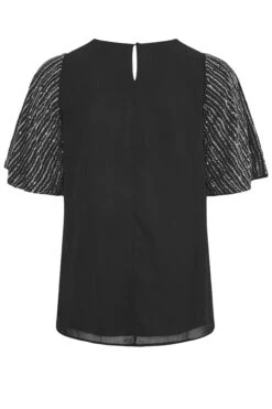 LUXE Curve Black Hand Embellished Sweetheart Blouse -Luna Looks Zone de079688 3544 43 157940 BK