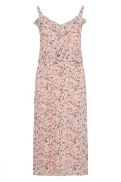 YOURS LONDON Curve Pink Floral Print Ruffle Maxi Dress -Luna Looks Zone de098336 06fe 46 161125 F