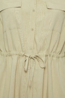 YOURS Curve Beige Brown Utility Tunic Linen Look Shirt -Luna Looks Zone de283ca2 db2d 4d 131753 Z