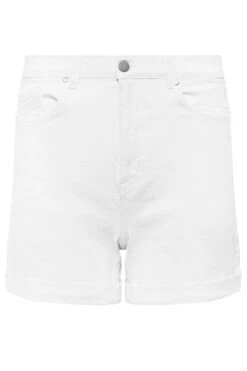 YOURS PETITE Curve White MOM Denim Shorts -Luna Looks Zone de4e3892 bf7d 4a 174455 X