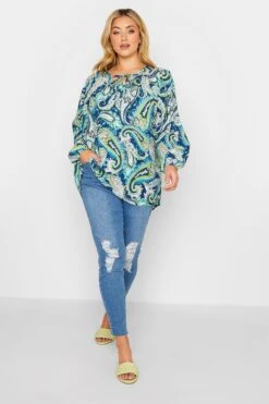 YOURS Curve Blue Paisley Print Blouse