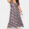 YOURS Curve Red Leaf Print Maxi Wrap Dress