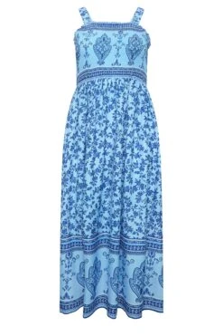 LIMITED COLLECTION Curve Blue Floral Border Print Maxi Dress -Luna Looks Zone debaa31a 0c28 4d 215799 X