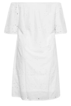 YOURS Curve White Broderie Anglaise Bardot Dress -Luna Looks Zone df34cdb9 9cf7 40 137466 Y