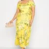 YOURS LONDON Curve Yellow Floral Cold Shoulder Maxi Dress