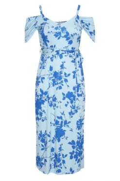 YOURS LONDON Curve Blue Floral Cold Shoulder Maxi Dress -Luna Looks Zone e0025354 fa4c 47 161531 X