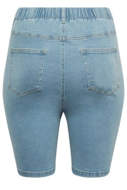 YOURS Curve Light Blue Pull On Denim Cycling Shorts -Luna Looks Zone e02eded4 23c8 49 144732 Y