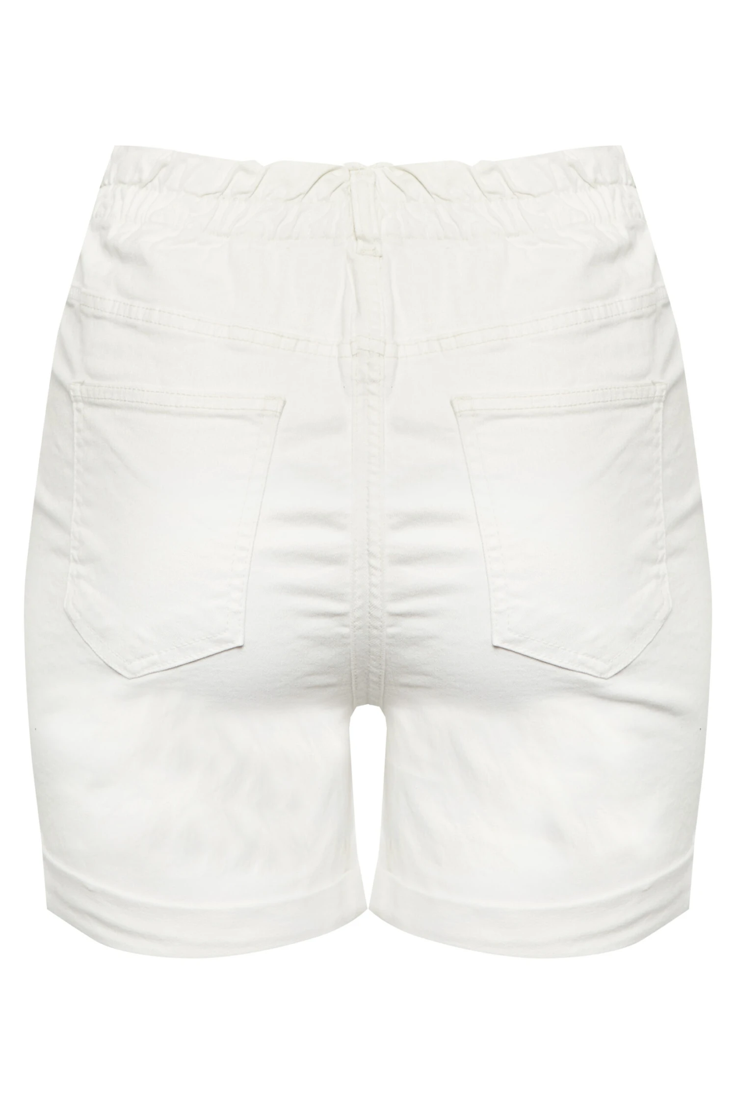 YOURS Curve White Elasticated Waist Denim Shorts 4 YOURS Curve White Elasticated Waist Denim Shorts - Image 4