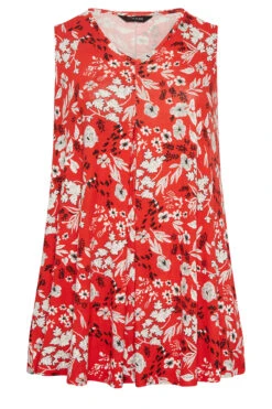 YOURS Curve Red Floral Pleat Front Vest Top -Luna Looks Zone e0d7a2b7 9d65 4a 302199 X