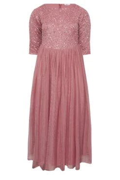 LUXE Curve Dark Pink Sequin Hand Embellished Maxi Dress 10 LUXE Curve Dark Pink Sequin Hand Embellished Maxi Dress -Luna Looks Zone e0ee43ec 5105 4f 161986 X