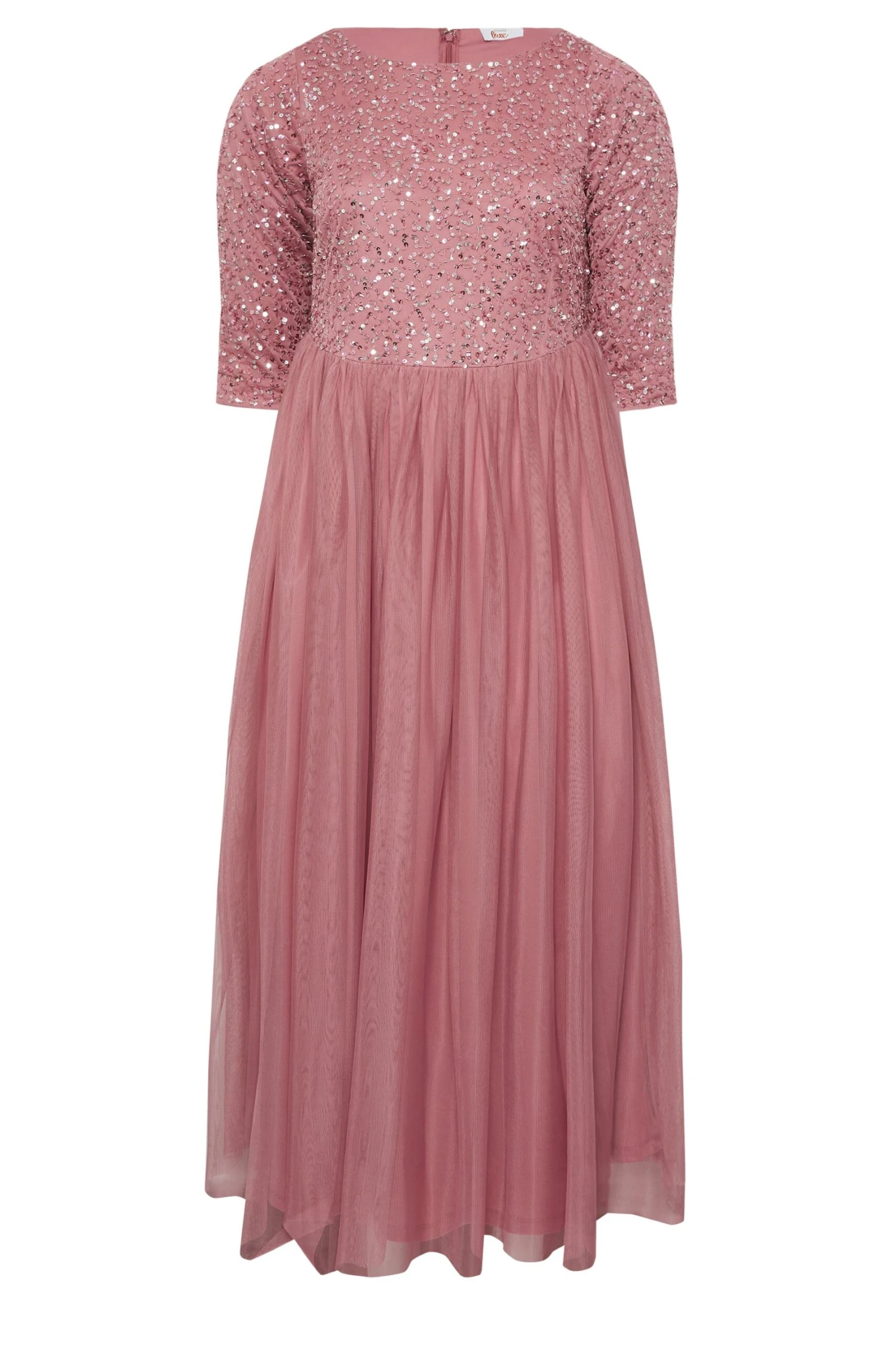 LUXE Curve Dark Pink Sequin Hand Embellished Maxi Dress 5 LUXE Curve Dark Pink Sequin Hand Embellished Maxi Dress - Image 5