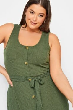 YOURS Curve Green Button Through Sleeveless Maxi Dress -Luna Looks Zone e10bb757 2239 48 137542 D
