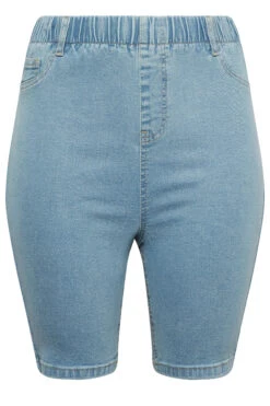 YOURS Curve Light Blue Pull On Denim Cycling Shorts -Luna Looks Zone e1d4e670 2e21 44 144732 X