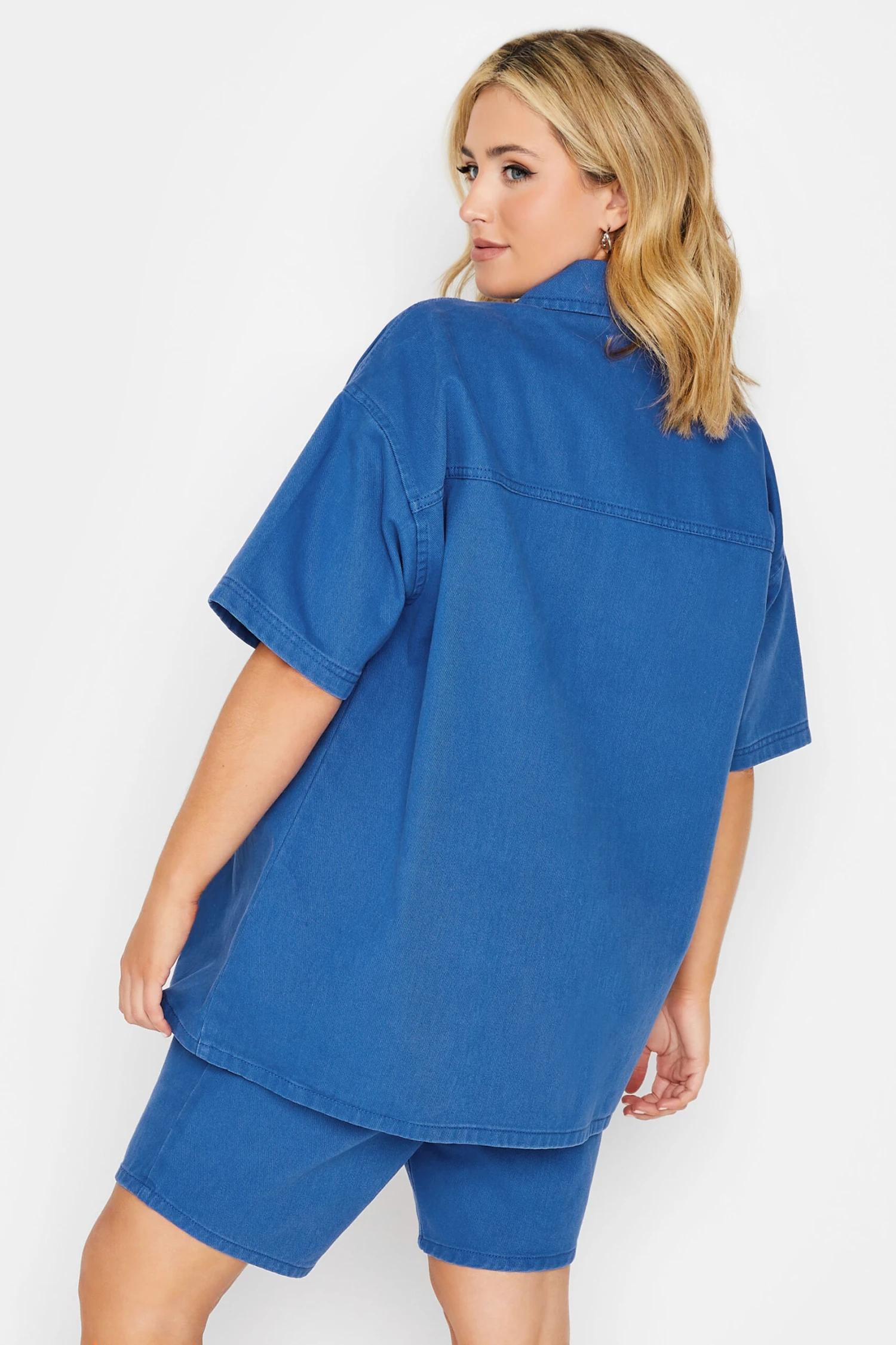 YOURS Curve Cobalt Blue Denim Shirt 2 YOURS Curve Cobalt Blue Denim Shirt - Image 2